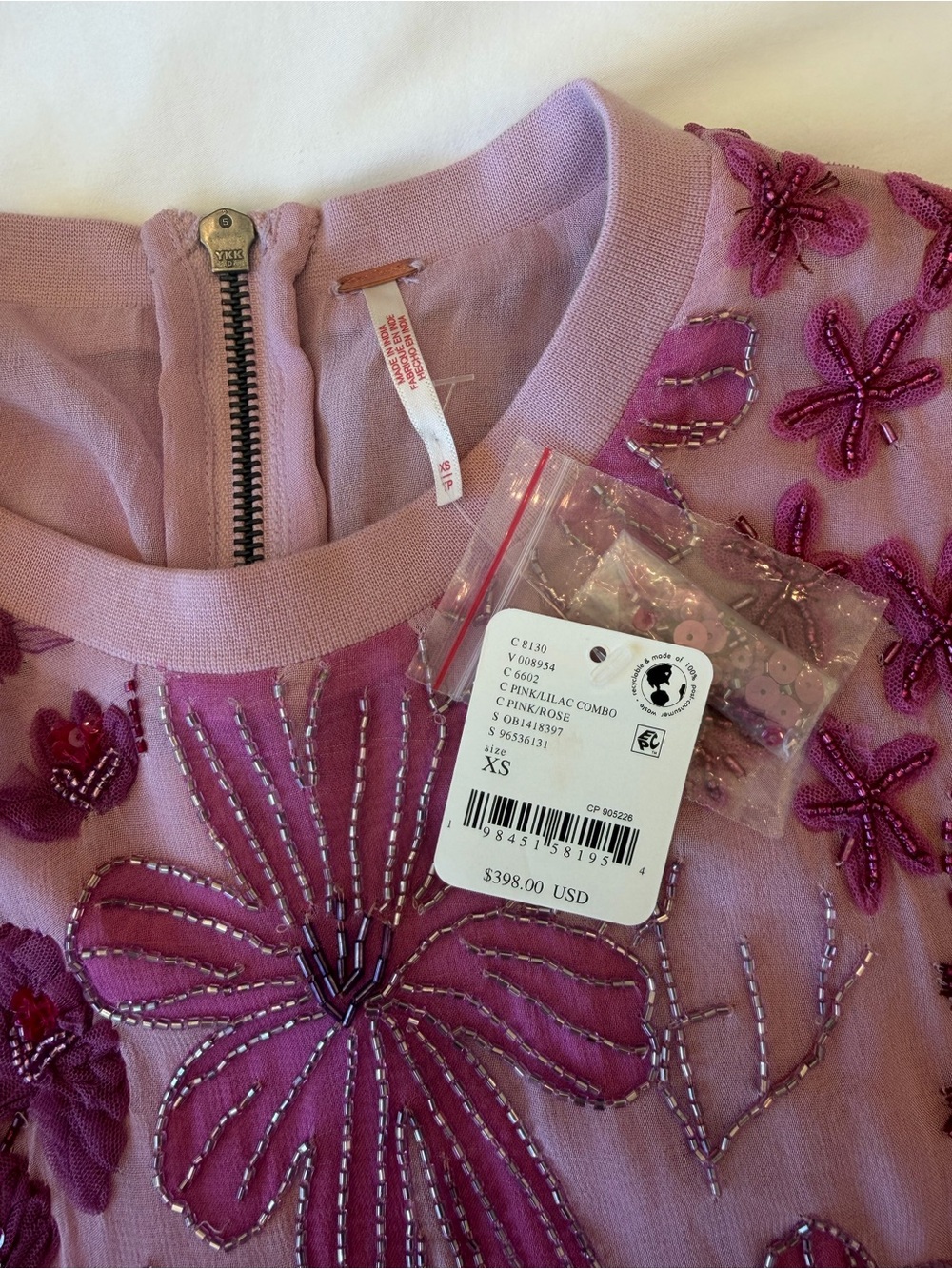 Free People Pink Jewel Embroidered Mini Dress - Picture 6 of 9